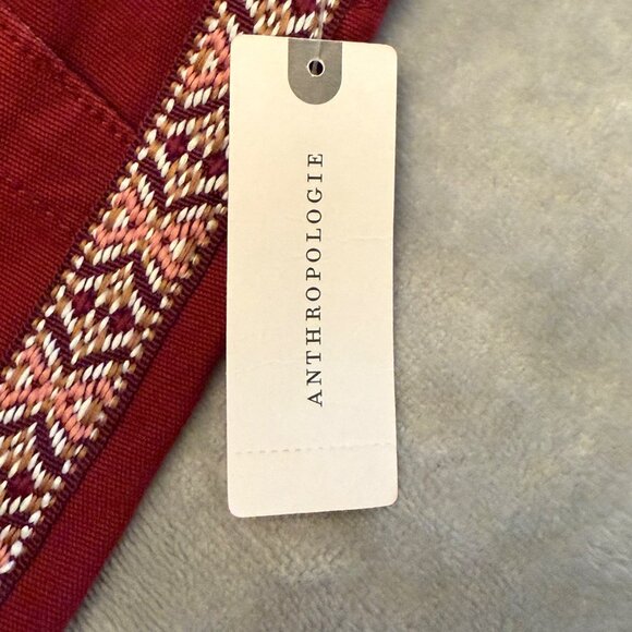 Anthropologie Women's Burgundy Pants Size 4 W/ Embroidered Side Stripes NWT - Picture 16 of 16